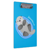 Geluidsgeluk zee otter blauwe cartoon illustratie klembord (Rechts)