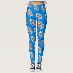 Geluidsgeluk zee otter blauwe cartoon illustratie leggings