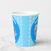 Geluidsgeluk zee otter blauwe cartoon illustratie papieren bekers (Links)