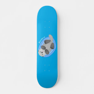 Geluidsgeluk zee otter blauwe cartoon illustratie persoonlijk skateboard