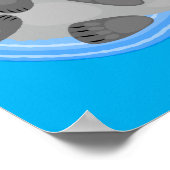 Geluidsgeluk zee otter blauwe cartoon illustratie poster (Hoek)