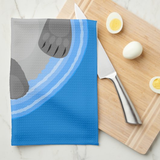 Geluidsgeluk zee otter blauwe cartoon illustratie theedoek (Quarter Fold)