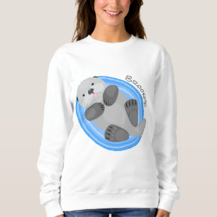 Geluidsgeluk zee otter blauwe cartoon illustratie trui