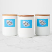 Geluidsgeluk zee otter blauwe cartoon illustratie voedselcontainer etiket (Flessen)