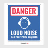 Geluidsgevaarlijk teken. Gehoorbescherming vereist Sticker (Vel)