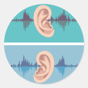 Geluidsgolf door het menselijk oor ronde sticker