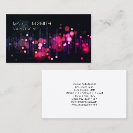 Geluidsgolfequalizer voor audiotechnicus visitekaartje (Voorkant / Achterkant)