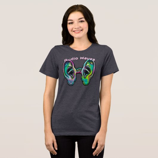 Geluidsgolven Tri-Blend Shirt (Voorkant volledig)
