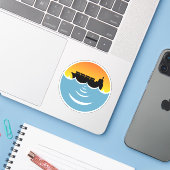 geluidshinder van de oceaan sticker (Laptop met iPhone)