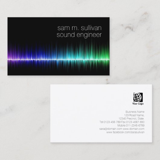 Geluidsingenieur Kleurrijke Sound Wave Muzikant Visitekaartje (Voorkant / Achterkant)