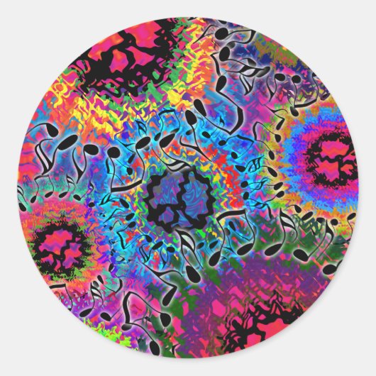 Geluidskleuren psychedelisch ronde sticker (Voorkant)