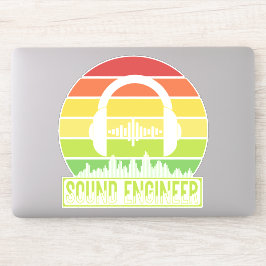 Geluidsmeetkundige retro-sunset hoofdtelefoons sticker