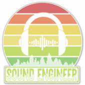 Geluidsmeetkundige retro-sunset hoofdtelefoons sticker (Voorkant)