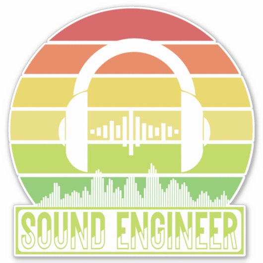 Geluidsmeetkundige retro-sunset hoofdtelefoons sticker (Voorkant)