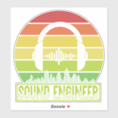 Geluidsmeetkundige retro-sunset hoofdtelefoons sticker (Vel)