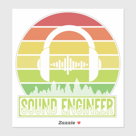 Geluidsmeetkundige retro-sunset hoofdtelefoons sticker (Vel)