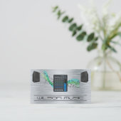 Geluidsmixer en luidsprekers | Muzieknoten Visitekaartje (Staand voorkant)