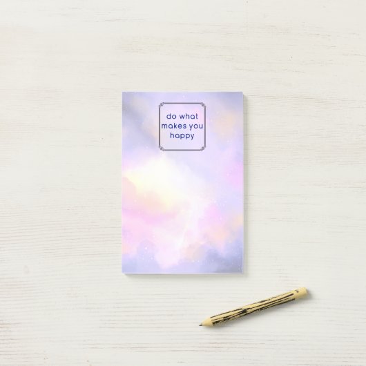 Geluidsquote met ruimte-wolken Abstract ontwerp Post-it® Notes (Op bureau)