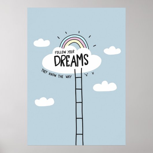 Geluidsquote Volg uw droomhemel Poster (Voorkant)