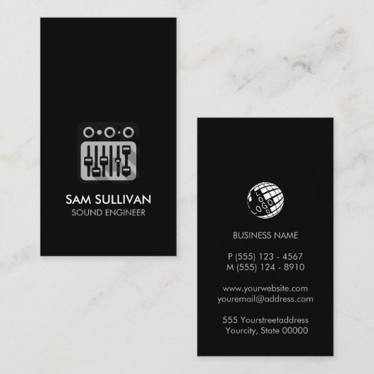 Geluidstechnicus Audio Engineering Visitekaartje (Voorkant / Achterkant)