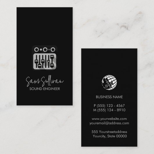 Geluidstechnicus Audio Engineering Visitekaartje (Voorkant / Achterkant)