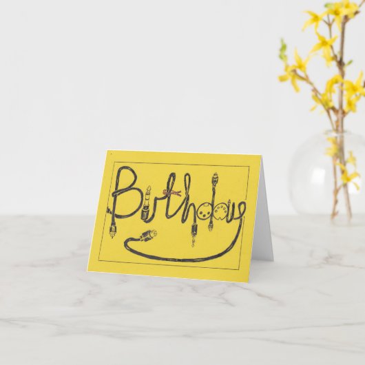 Geluidstechnicus Audiokabels Verjaardag Kaart (Gele Bloem)