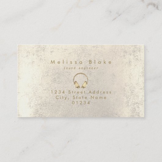 Geluidstechnicus Dee Jay Faux Gold Hoofdtelefoon Visitekaartje (Achterkant)