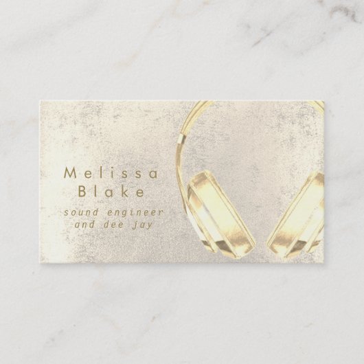Geluidstechnicus Dee Jay Faux Gold Hoofdtelefoon Visitekaartje (Voorkant)