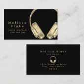Geluidstechnicus Dee Jay Faux Gold op zwart Visitekaartje (Voorkant / Achterkant)