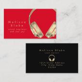 Geluidstechnicus Dee Jay Faux goud op rood Visitekaartje (Voorkant / Achterkant)