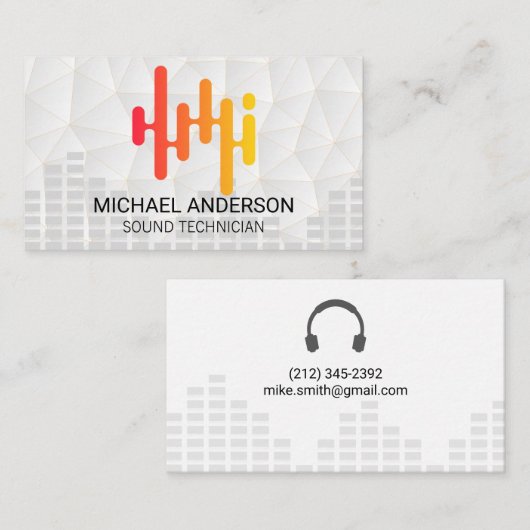 geluidstechnicus | Kleurrijke muziek equalizer gra Visitekaartje (Voorkant / Achterkant)
