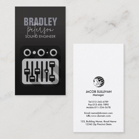 Geluidstechniek Audio Engineer Visitekaartje (Voorkant / Achterkant)