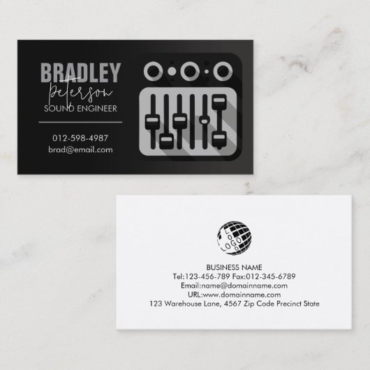 Geluidstechniek Audio Engineer Visitekaartje (Voorkant / Achterkant)