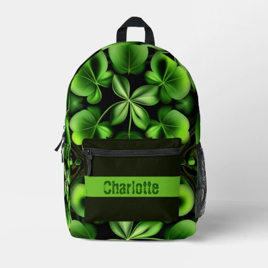 Geluk aan de Ierse Four-Leaf Clover Backpack Bedrukte Rugzak (Voorkant)