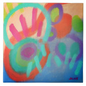 Geluk Abstract acryl schilderij Tegeltje (Voorkant)