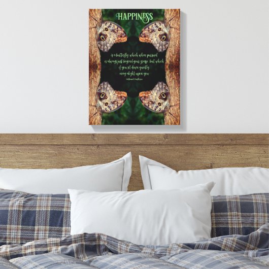 Geluk Abstract Inspirerend met bruine vlinder Canvas Afdruk (Insitu (Slaapkamer))