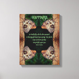 Geluk Abstract Inspirerend met bruine vlinder Canvas Afdruk