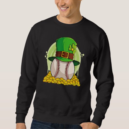Geluk Baseball Leprechaun Hoed Stapel Gouden Munte Trui (Voorkant)
