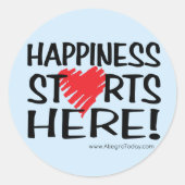 Geluk begint hier! ronde sticker (Voorkant)