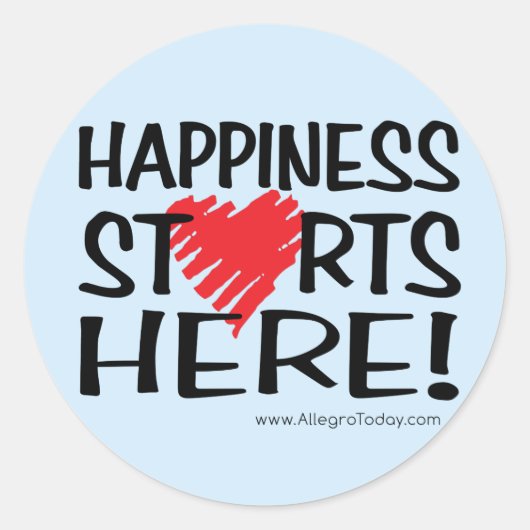 Geluk begint hier! ronde sticker (Voorkant)