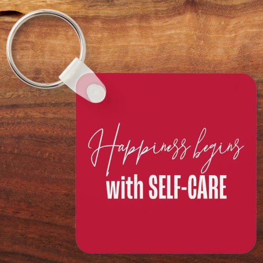 Geluk begint met zelfzorg sleutelhanger (Voorkant)