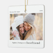 Geluk. Beste vriend Gift Foto Keepsake Keramisch Ornament (Links)