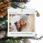 Geluk. Beste vriend Gift Foto Keepsake Keramisch Ornament<br><div class="desc">Laat je bestie weten hoeveel geluk ze in je leven brengt met deze schattige aandenken foto kerst ornamanet. Tekst leest - Geluk is het hebben van je als een BESTFRIEND, naam / s en jaar. Upload eenvoudig uw favoriete foto van u en uw bestie om er het perfecte cadeau van...</div>