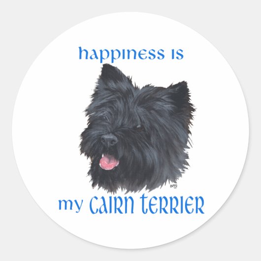 Geluk Black Cairn Terrier Ronde Sticker (Voorkant)