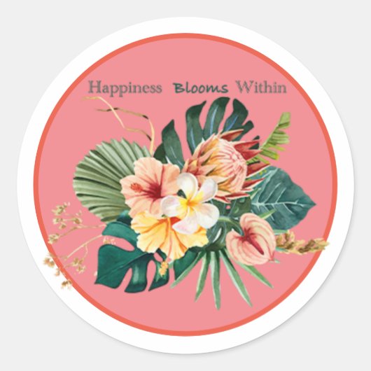 Geluk bloeit binnen Sticker Klassieke (Voorkant)