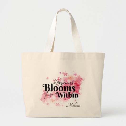 Geluk bloeit van binnen grote tote bag (Voorkant)