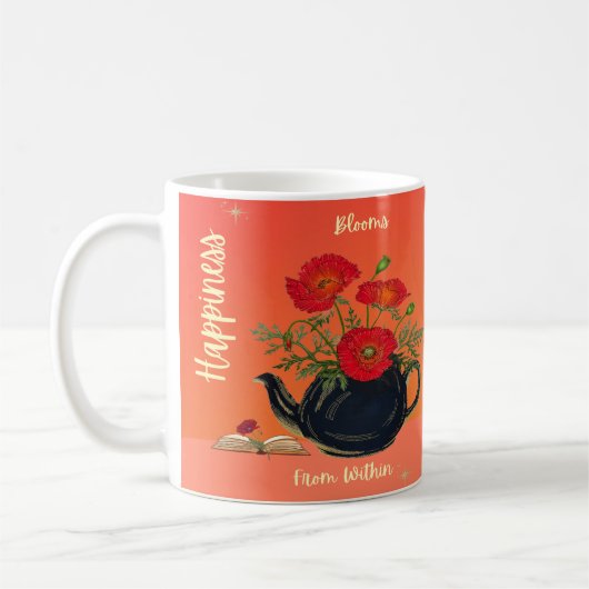 Geluk bloeit van binnen koffiemok (Links)