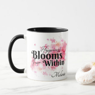 Geluk bloeit van binnen mok