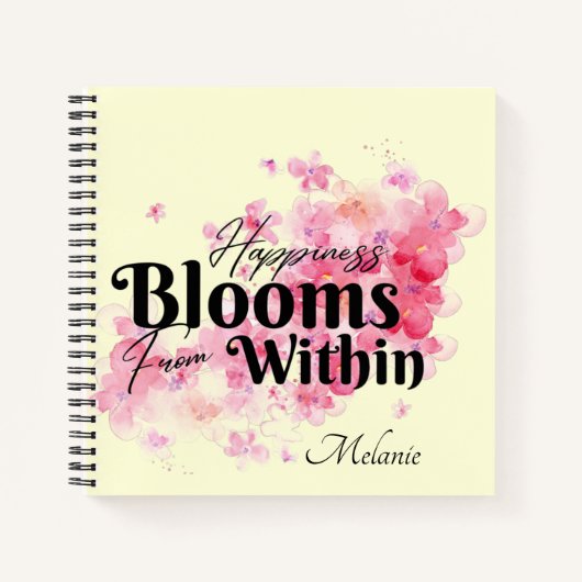Geluk bloeit van binnen notitieboek (Voorkant)