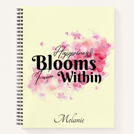Geluk bloeit van binnen notitieboek (Voorkant)